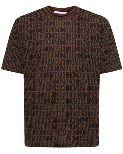 Moschino Logo Cotton Jacquard T-Shirt - Brown
