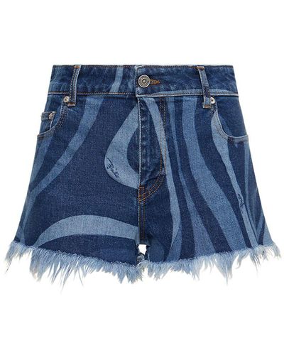 Emilio Pucci Marmo Printed Mini Shorts - Blue