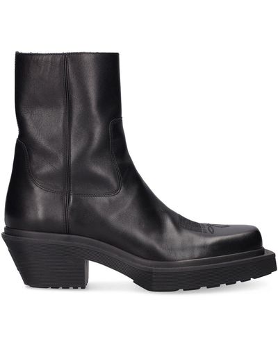 VTMNTS Cowboy Leather Ankle Boots - Black