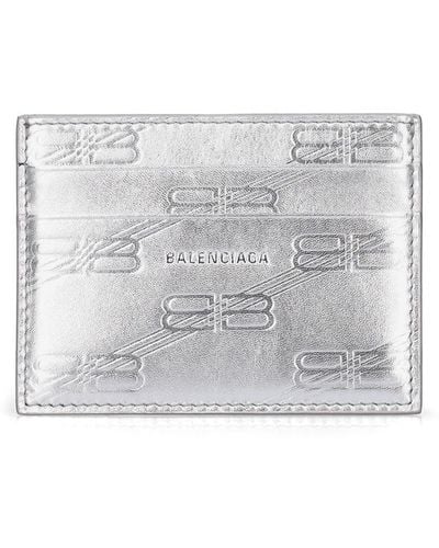 Balenciaga Embossed Leather Card Holder - Gray