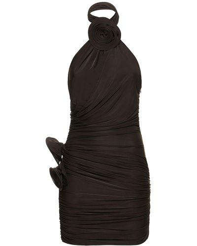 Magda Butrym Floral-applique Gathered Minidress - Black