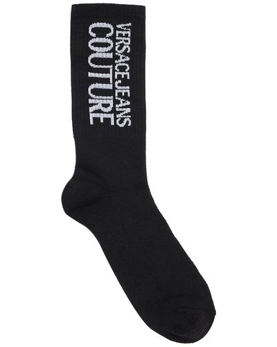 Versace Socken Aus Baumwollmesh Mit Logointarsien - Schwarz
