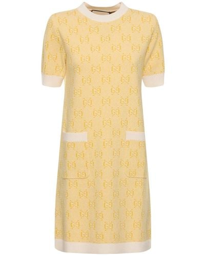 Gucci Vestido largo de lana - Amarillo