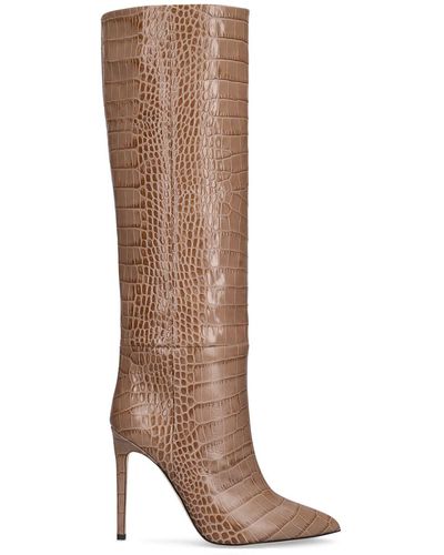 Paris Texas Bottes hautes en cuir embossé croco 105 mm - Marron