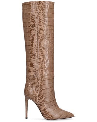 Paris Texas 105Mm Croc Embossed Leather Tall Boots - Brown