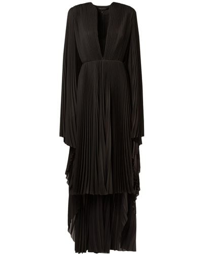 Balenciaga Pleated Tech V-Neck Dress - Black