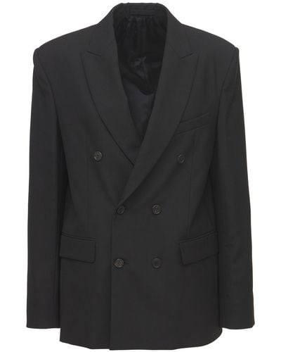 Wardrobe NYC Double Breasted Wool Blazer - Black