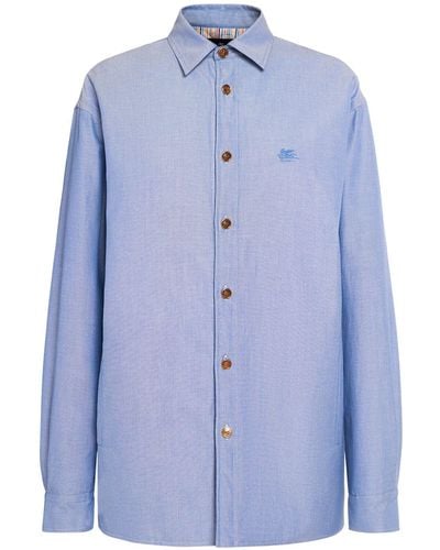 Etro Oversized Cotton Shirt Jacket - Blue