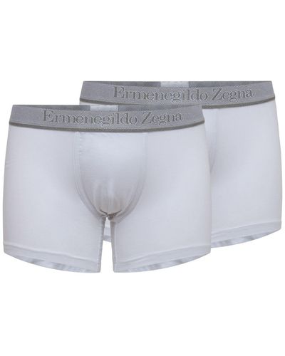 Zegna Pack Of 2 Logo Stretch Cotton Boxers - Blue
