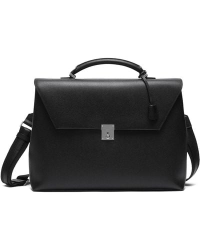 Valextra Avietta Leather Briefcase - Black