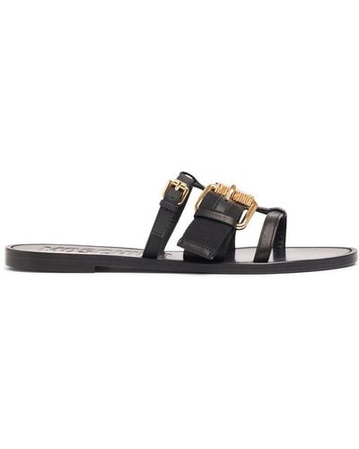 Moschino 5Mm Leather Flat Sandals - Black