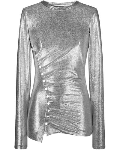 Rabanne Top in jersey di viscosa e lurex metallizzato - Grigio
