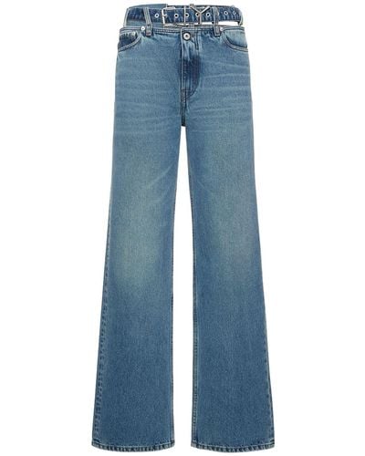 Y. Project Jeans de denim con cinturón con logo - Azul
