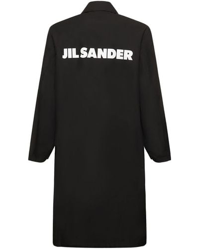 Jil Sander Printed Cotton Poplin Parka Coat - Black