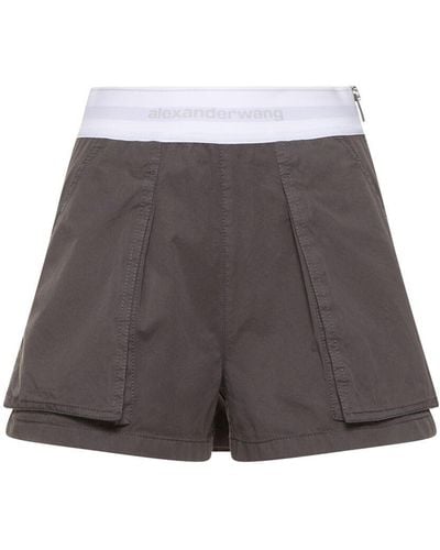 Alexander Wang High Waist Cotton Cargo Shorts - Gray
