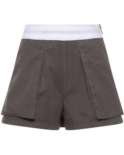 Alexander Wang High Waist Cotton Cargo Shorts - Grey