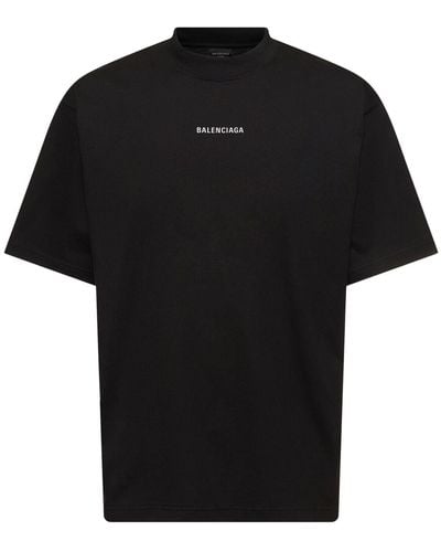 Balenciaga T-shirt in cotone con logo riflettente - Nero