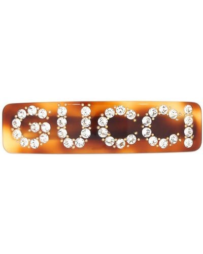 Gucci Crystal Logo Hair Barrette - Multicolor