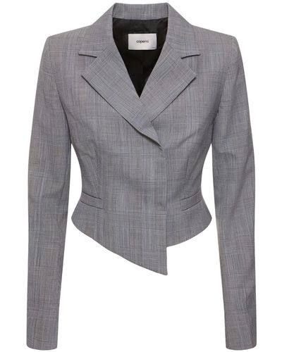 Coperni Cropped Double Breasted Wool Jacket - Gray