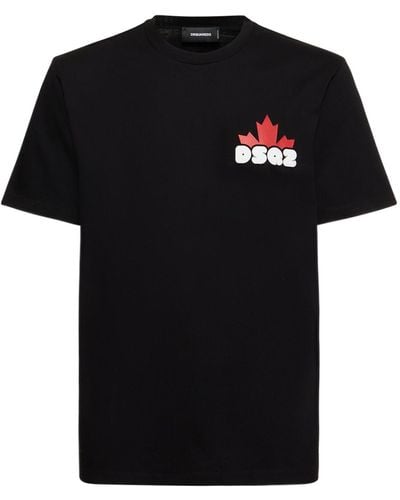 DSquared² T-shirt en jersey de coton imprimé - Noir