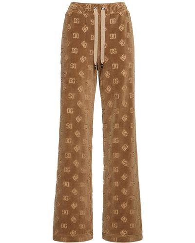 Dolce & Gabbana Monogram Chenille Sweatpants - Brown