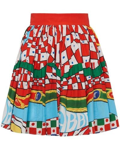Dolce & Gabbana Carretto Print Cotton Poplin Mini Skirt - Red