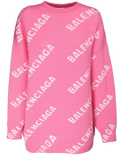Balenciaga Cardigan Aus Einer Wollmischung Mit Intarsienmuster - Pink