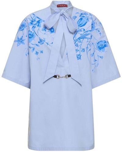 Gucci Cotton Poplin Shirt Dress - Blue