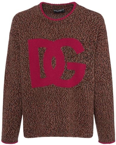 Dolce & Gabbana Pull-over en laine mélangée à logo - Rose