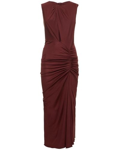 Costarellos Triss Ruched Jersey Midi Dress - Red