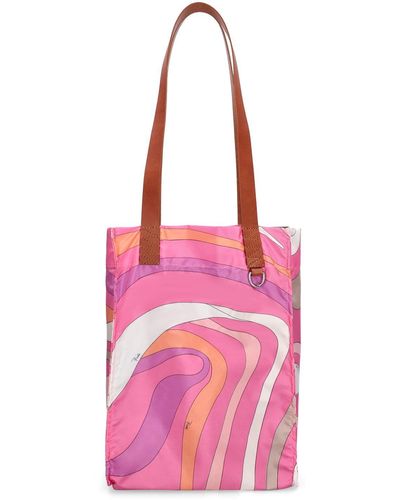 Emilio Pucci Medium Nylon Tote Bag - Pink