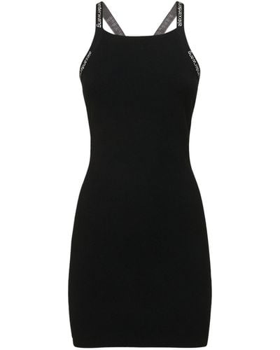 Alexander Wang Stretch Viscose Mini Dress W/Logo Detail - Black