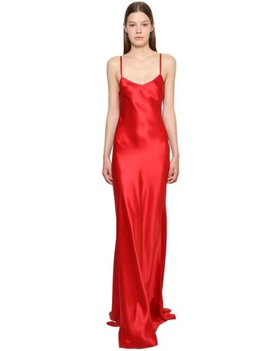 Ralph Lauren Collection Silk Satin Long Slip Dress - Red