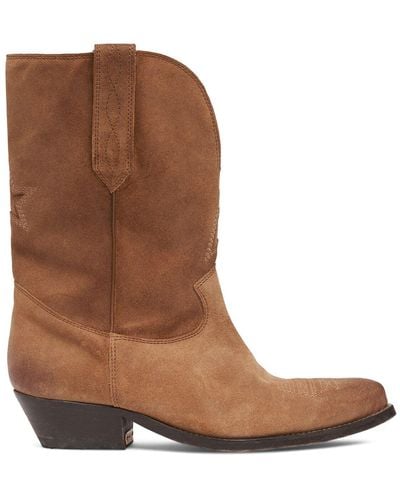 Golden Goose 45Mm Wish Star Suede Ankle Boots - Brown