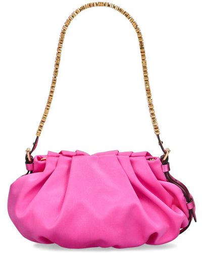 Moschino Mini Satin Bag W/Crystal Logo - Pink