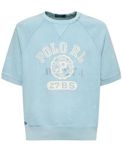 Polo Ralph Lauren Sweat-shirt à manches courtes en coton à logo - Bleu