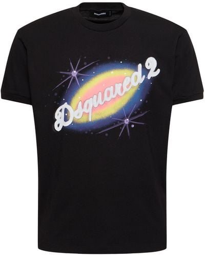 DSquared² T-shirt in jersey di cotone con stampa - Grigio