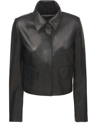 Nour Hammour Bleeker Minimal Leather Jacket - Black