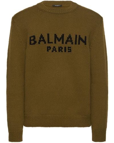 Balmain Logo Crewneck Sweater - Green