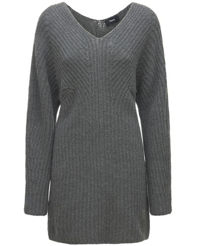 Theory Sculpted Wool & Cashmere Knit Mini Dress - Grey