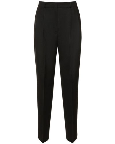 Totême Double-Pleated Tailored Wool Blend Pants - Black