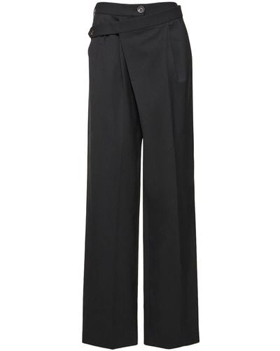 Peter Do Wool Blend Wrap Wide Trousers - Blue