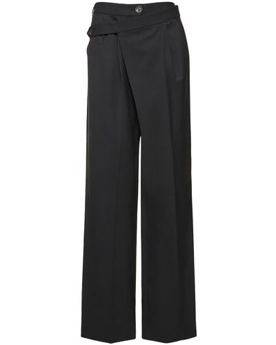 Peter Do Wool Blend Wrap Wide Pants - Blue