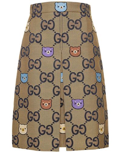 Gucci Kawaii Animal Jumbo Gg キャンバススカート - ブラウン