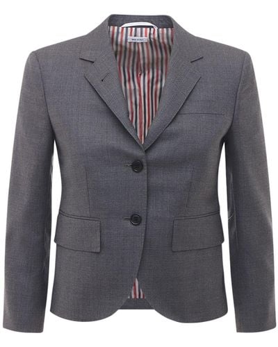 Thom Browne Cropped Wool Twill Jacket - Gray