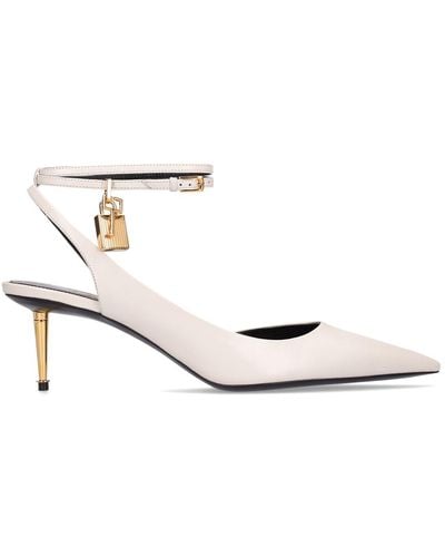 Tom Ford 55mm Padlock Leather Pumps - White