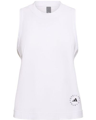adidas By Stella McCartney Tank top sportswear con logo - Bianco