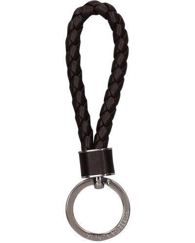 Bottega Veneta Intreccio Leather Key Ring - Black