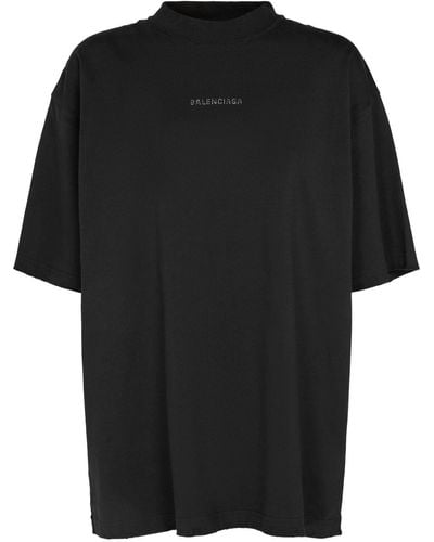 Balenciaga Medium Fit Embellished Jersey T-shirt - Black
