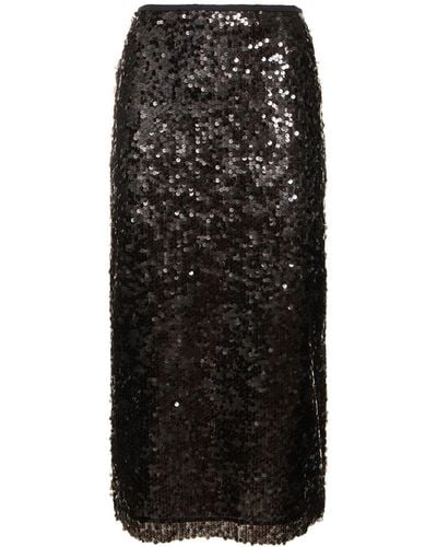 MSGM Sequined Midi Skirt - Black